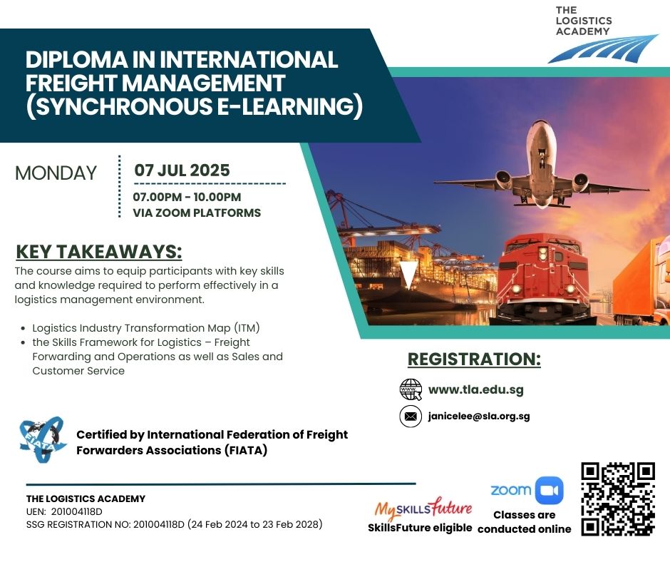 Diploma in International Freight Management (Synchronous E-learning)...Enhanced Funding up to 70% of Course Fees (SFC eligible)
