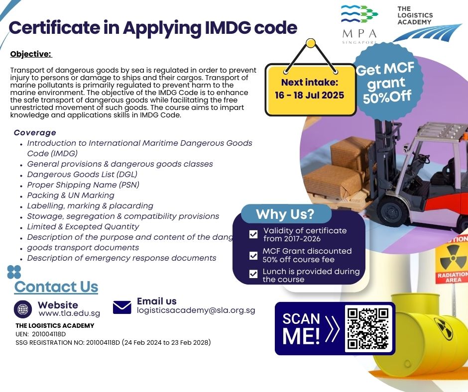 Certificate in Applying IMDG Code – MCF Grant Eligible